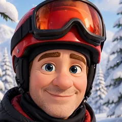 Cartoon of Sean Phillips skiing among SilverStar snow ghosts