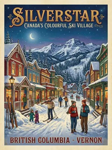Poster: SilverStar, Canada’s Colourful Ski Village (poster art)